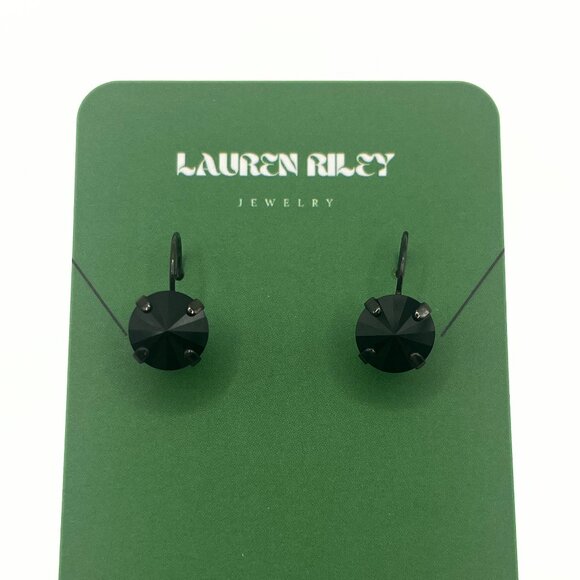 Handcrafted Black Swarovski Crystal Drop Earrings - Hematite Plated Nickel-Free - Picture 1 of 3